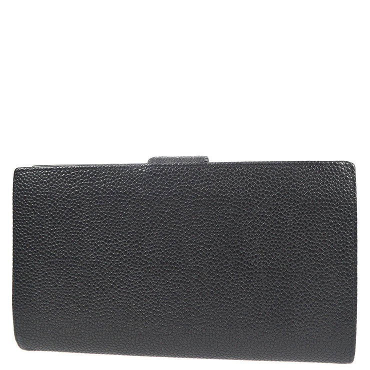 Chanel 2003-2004 Black Caviar Timeless Long Wallet