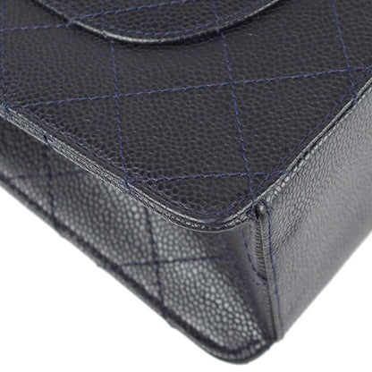 Chanel 1997-1999 Navy Caviar Classic Flap Chain Shoulder Bag
