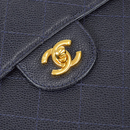 Chanel 1997-1999 Navy Caviar Classic Flap Chain Shoulder Bag