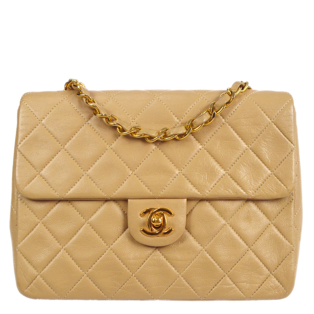 Chanel 1989-1991 Beige Lambskin Classic Square Flap Shoulder Bag 20 – AMORE  Vintage Tokyo
