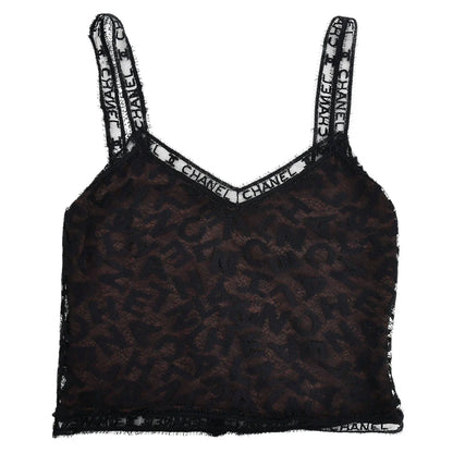 Chanel Lace Top Skirt Set Black Brown 98A #42
