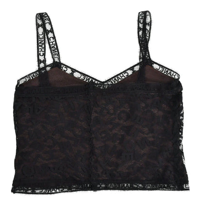 Chanel Lace Top Skirt Set Black Brown 98A #42