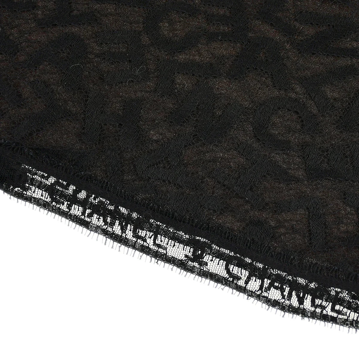 Chanel Lace Top Skirt Set Black Brown 98A #42