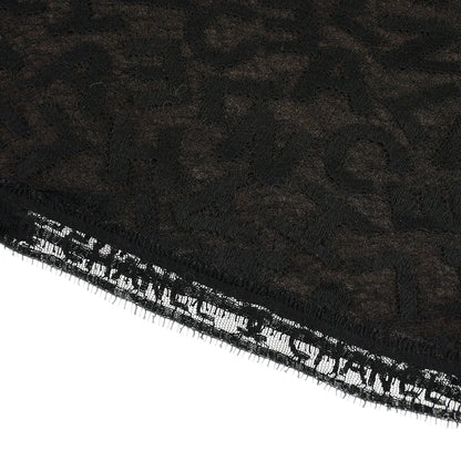 Chanel Lace Top Skirt Set Black Brown 98A #42