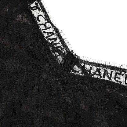 Chanel Lace Top Skirt Set Black Brown 98A #42