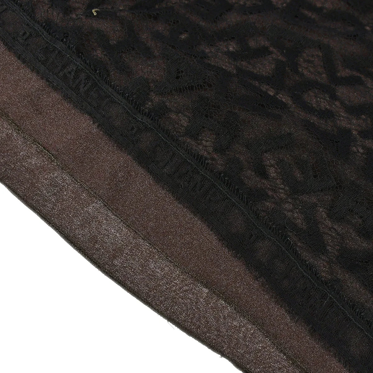 Chanel Lace Top Skirt Set Black Brown 98A #42