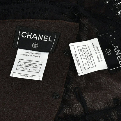 Chanel Lace Top Skirt Set Black Brown 98A #42
