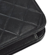 Chanel 1996-1997 Black Lambskin Pushlock Small Full Flap Shoulder Bag
