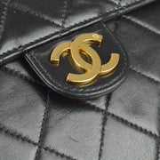 Chanel 1996-1997 Black Lambskin Medium Pushlock Half Flap Bag