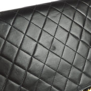 Chanel 1996-1997 Black Lambskin Medium Pushlock Half Flap Bag