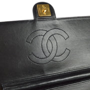 Chanel 1996-1997 Black Lambskin Medium Pushlock Half Flap Bag