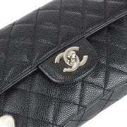 Chanel 1989-1991 Black Caviar East West Flap Bag SHW