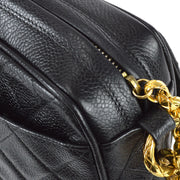 Chanel 1991-1994 Black Caviar Chain Shoulder Bag