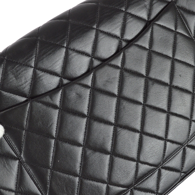 Chanel 1994-1996 Black Lambskin Jumbo Classic Flap Shoulder Bag