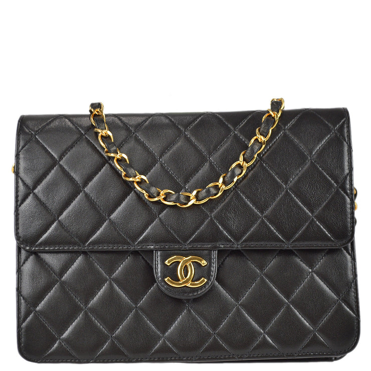 Chanel 1994-1996 Black Lambskin Small Half Flap Bag