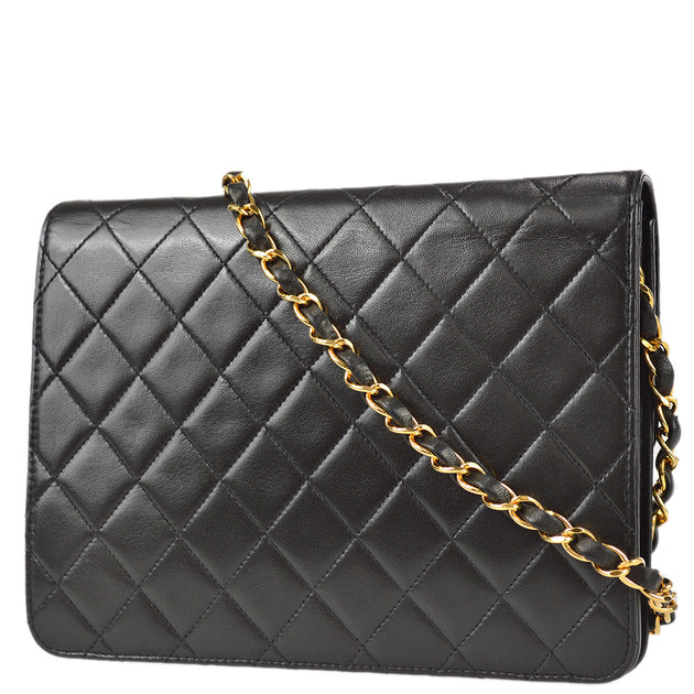 Vintage CHANEL Classic Black Quilted Lambskin Small Single Flap Bag 