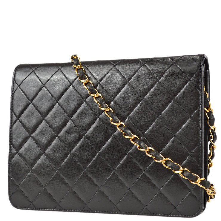 Chanel 1994-1996 Black Lambskin Small Half Flap Bag