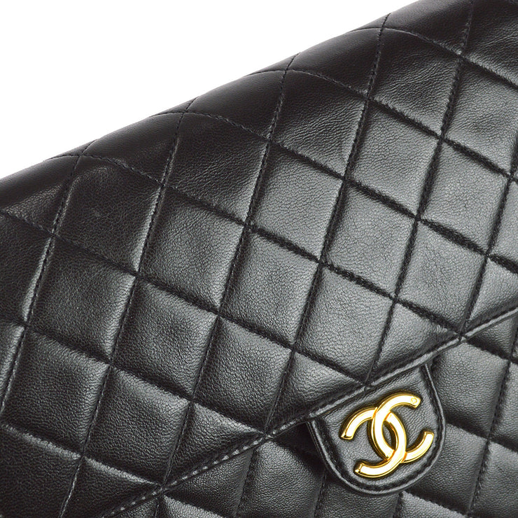 Chanel 1994-1996 Black Lambskin Small Half Flap Bag