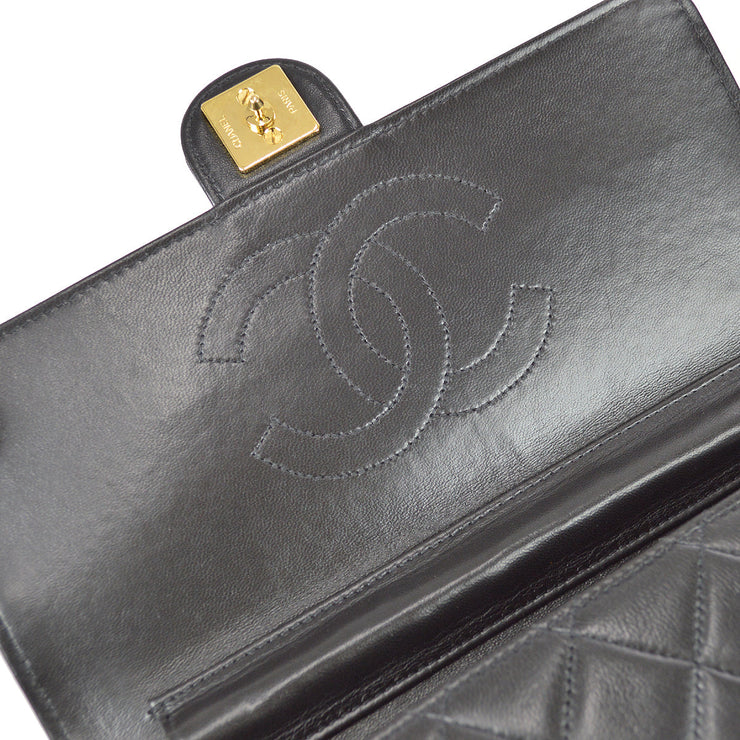 Chanel 1994-1996 Black Lambskin Small Half Flap Bag