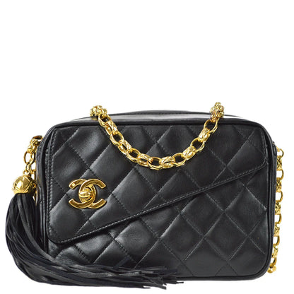 Chanel 1991-1994 Black Lambskin Mini Pocket Camera Bag