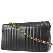 Chanel 1991-1994 Black Lambskin Medium Vertical Stitch Flap Bag