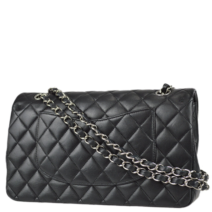 Chanel 2009-2010 Black Lambskin Medium Classic Double Flap Bag SHW