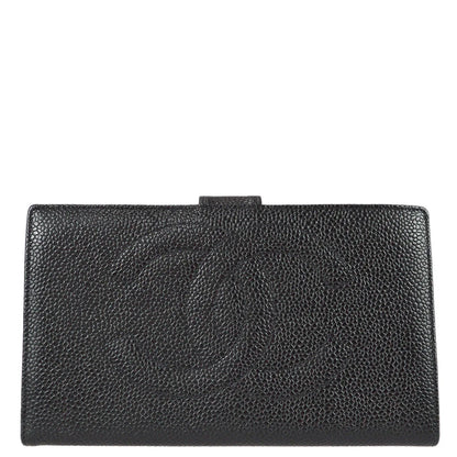 Chanel 1996-1997 Black Caviar Timeless Long Wallet