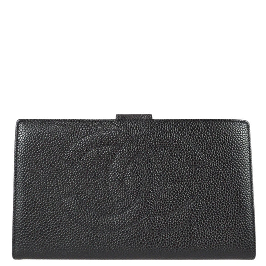 Chanel 1996-1997 Black Caviar Timeless Long Wallet