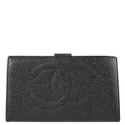 Chanel 1996-1997 Black Caviar Timeless Long Wallet