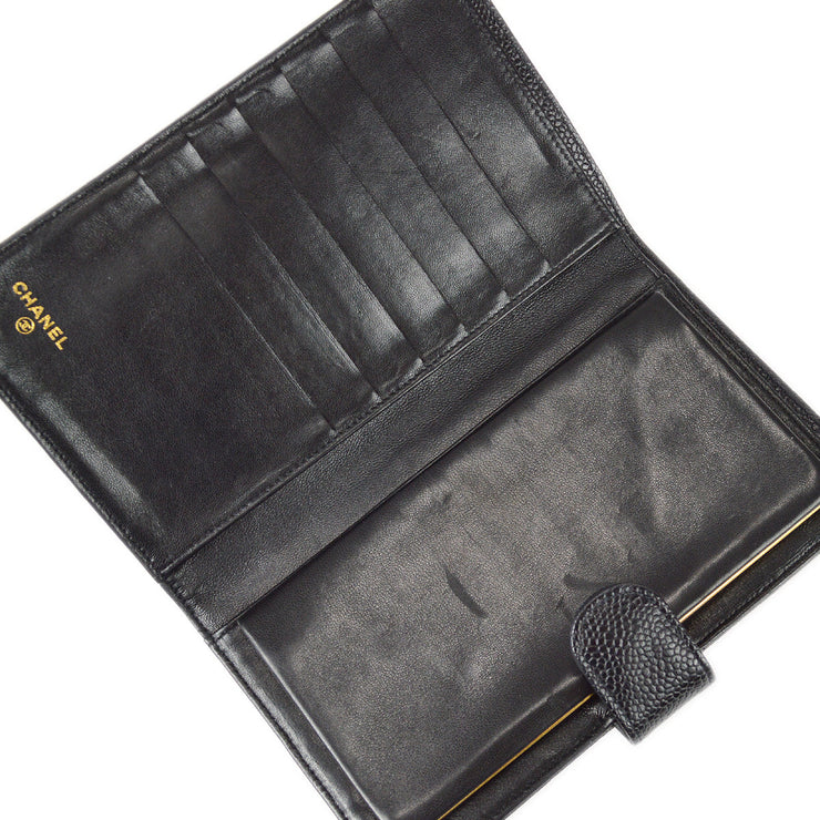 Chanel 1996-1997 Black Caviar Timeless Long Wallet