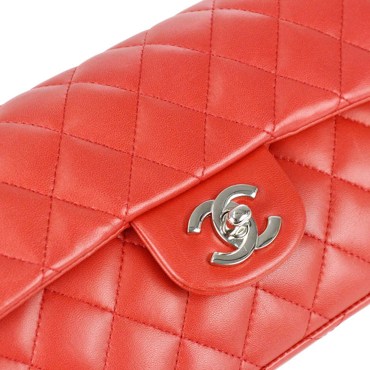 Chanel 2004-2005 Red Lambskin East West Flap Bag SHW