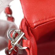 Chanel 2004-2005 Red Lambskin East West Flap Bag SHW