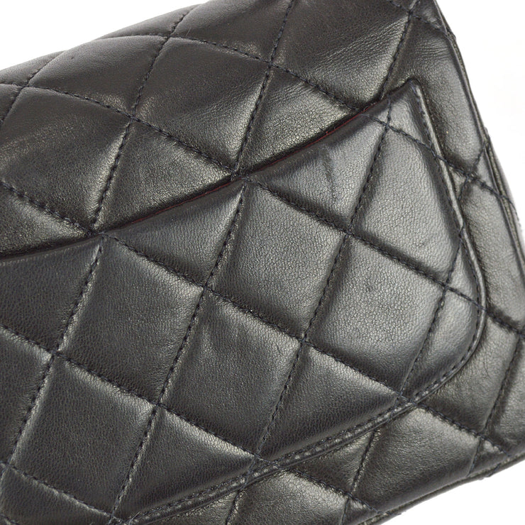 Chanel 1991-1994 Black Lambskin Micro Classic Flap Handbag