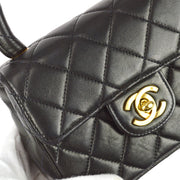 Chanel 1991-1994 Black Lambskin Micro Classic Flap Handbag