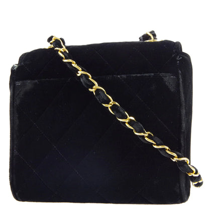 Chanel * 1991-1994 Black Velvet Straight Flap Shoulder Bag