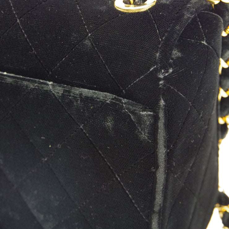 Chanel * 1991-1994 Black Velvet Straight Flap Shoulder Bag