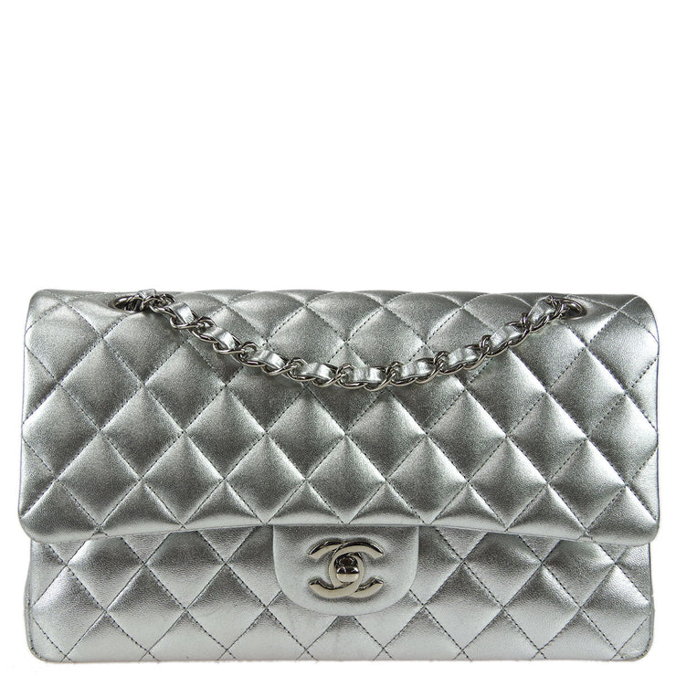 Chanel * Silver Lambskin Medium Classic Double Flap Shoulder Bag – AMORE  Vintage Tokyo