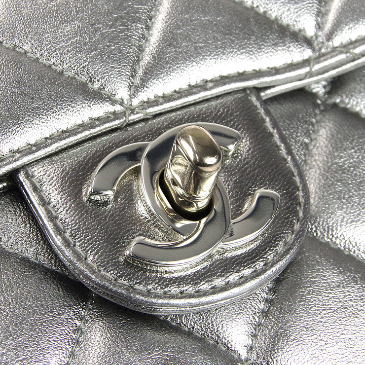 Chanel * 1996-1997 Silver Lambskin Mini Classic Flap Handbag 17