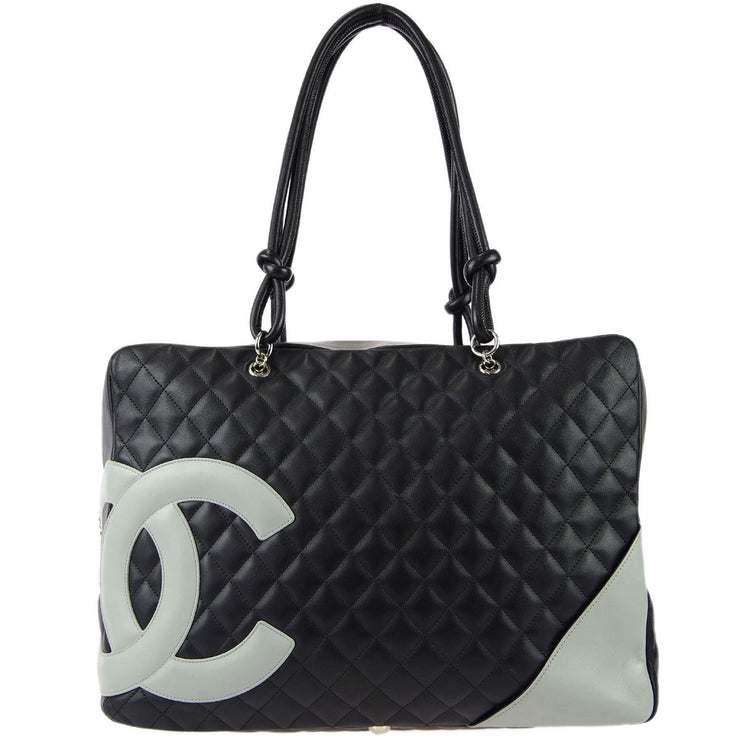 Chanel Cambon Ligne Pink and Black Large Tote at 1stDibs