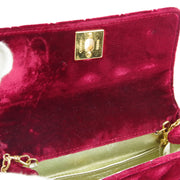 Chanel * 1994-1996 Red Velvet Straight Flap Micro Shoulder Bag