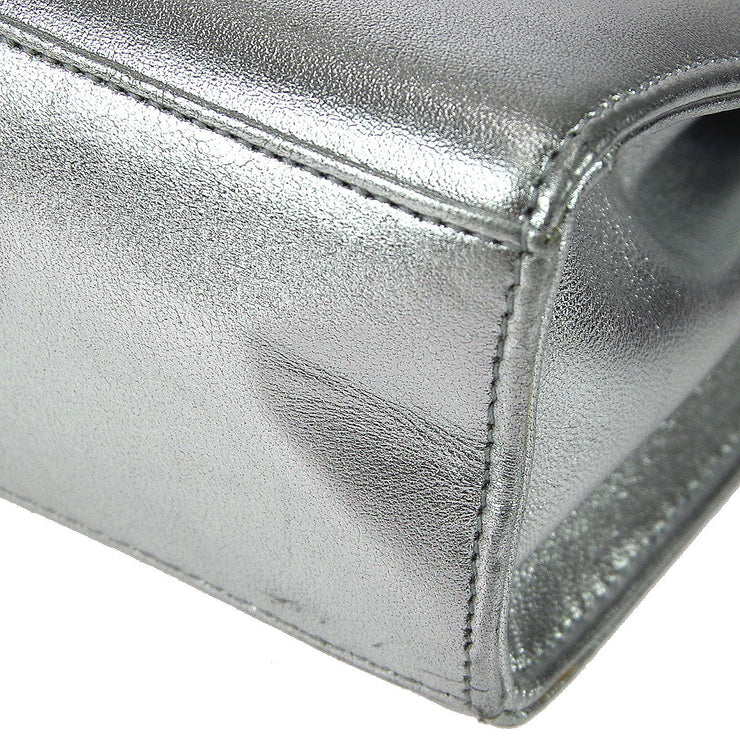 Chanel * 1996-1997 Silver Lambskin Top Handle Bag
