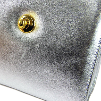 Chanel * 1996-1997 Silver Lambskin Top Handle Bag