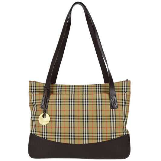 Burberrys Beige House Check Shoulder Tote Bag