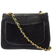 Chanel * 1986-1988 Black Lizard Mini Classic Square Flap Shoulder Bag 17