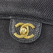Chanel * 1986-1988 Black Lizard Mini Classic Square Flap Shoulder Bag 17