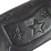 Chanel 1994-1996 Black Lambskin Medium Star Stitch Classic Single Flap Bag