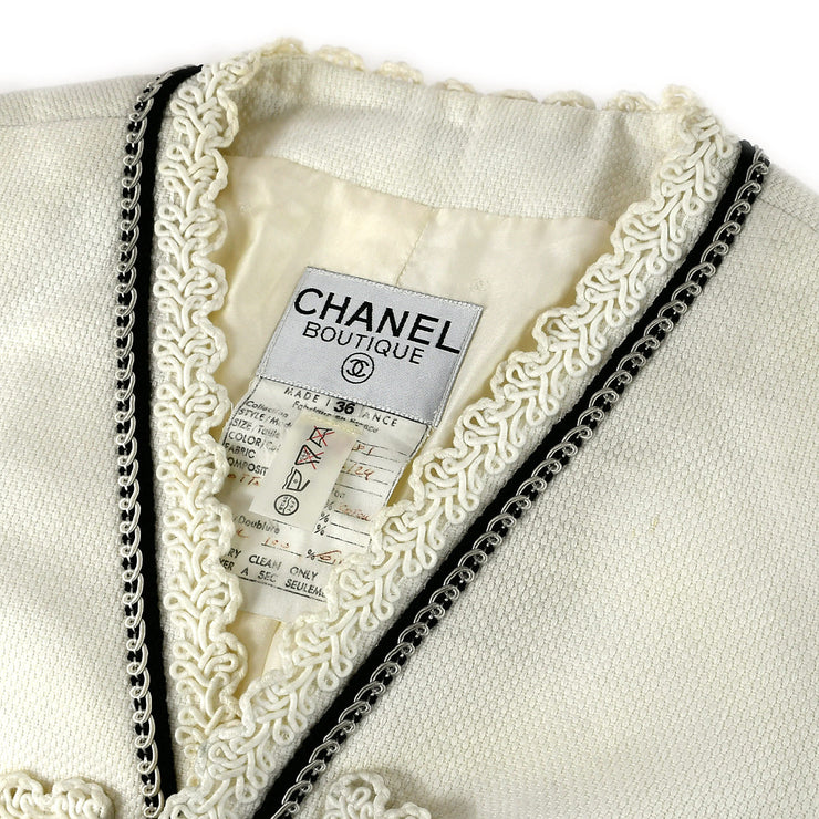 Chanel Collarless Jacket White #36 – AMORE Vintage Tokyo