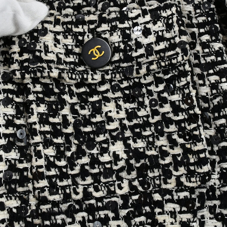 Chanel Jacket Black White Tweed