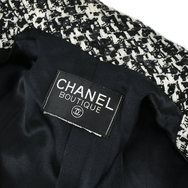 Chanel Jacket Black White Tweed