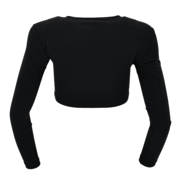 Chanel Cropped Long Sleeve Tops Black #40